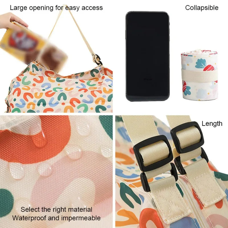 Large Foldable Shopping Bag Reusable Eco Bag Grocery Package Beach Toy Storage Bags Shoulder Cat Lemon Printing Pouch Tote Pouch