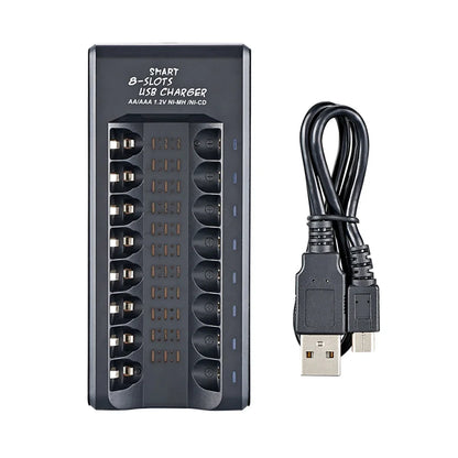 USB Output 8 Slots Fast Charging Short Circuit Protection for 1.2V NiMH AAA/AA Batteries Charger Rechargeable Battery Charger