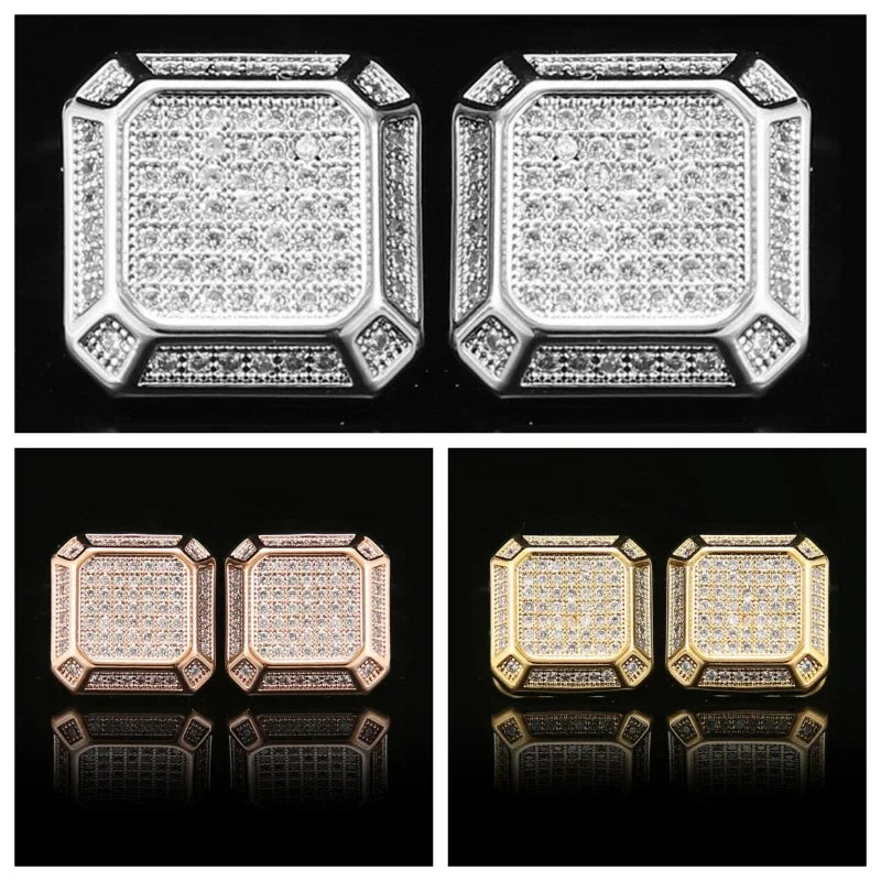 Square Cufflinks Copper Full Zircon Men Formal French Shirt Personalized Light Luxury Business Office Council Banquet Decoration