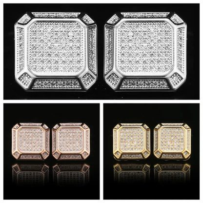 Square Cufflinks Copper Full Zircon Men Formal French Shirt Personalized Light Luxury Business Office Council Banquet Decoration