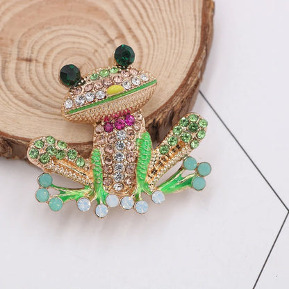 Brooch Frog Pins Women Men Jewelry Costume Enamel Rhinestone Colorful