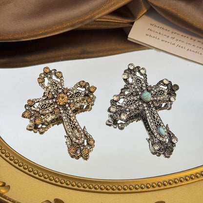 Baroque-Style Luxury Vintage Cross Brooch for Men and Women, Jewelry, Fashion Accessories, Wedding and Party Gifts