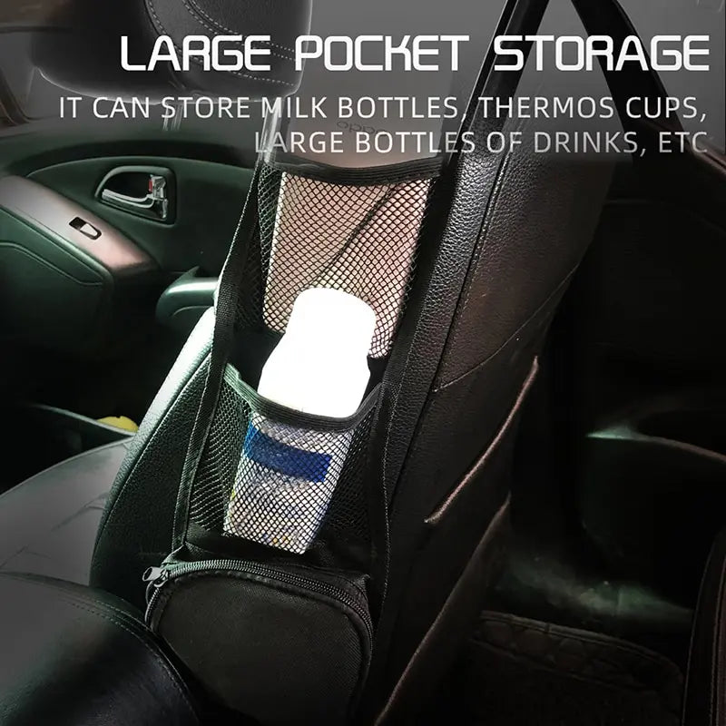 Multifunctional Zipper Storage Bag Car Side Storage Bag with Mesh Pocket for Things Holder Suitable for Cars
