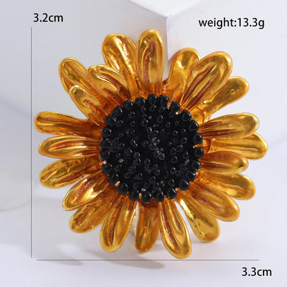 Enamel Sunflower Brooches for Women Unisex Pearl Flower Botanical Pins Banquet Party Backpack Gifts Jewelry Accessories