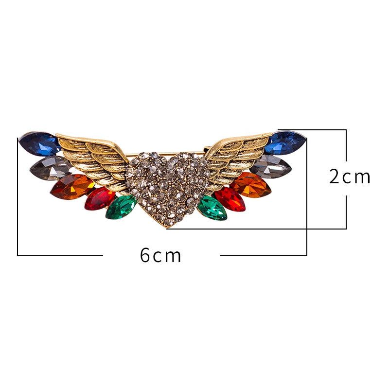 Sparkling Crystal Love Angel Wings Brooch Women's Luxury Dress Wedding Decorations Souvenir Gifts