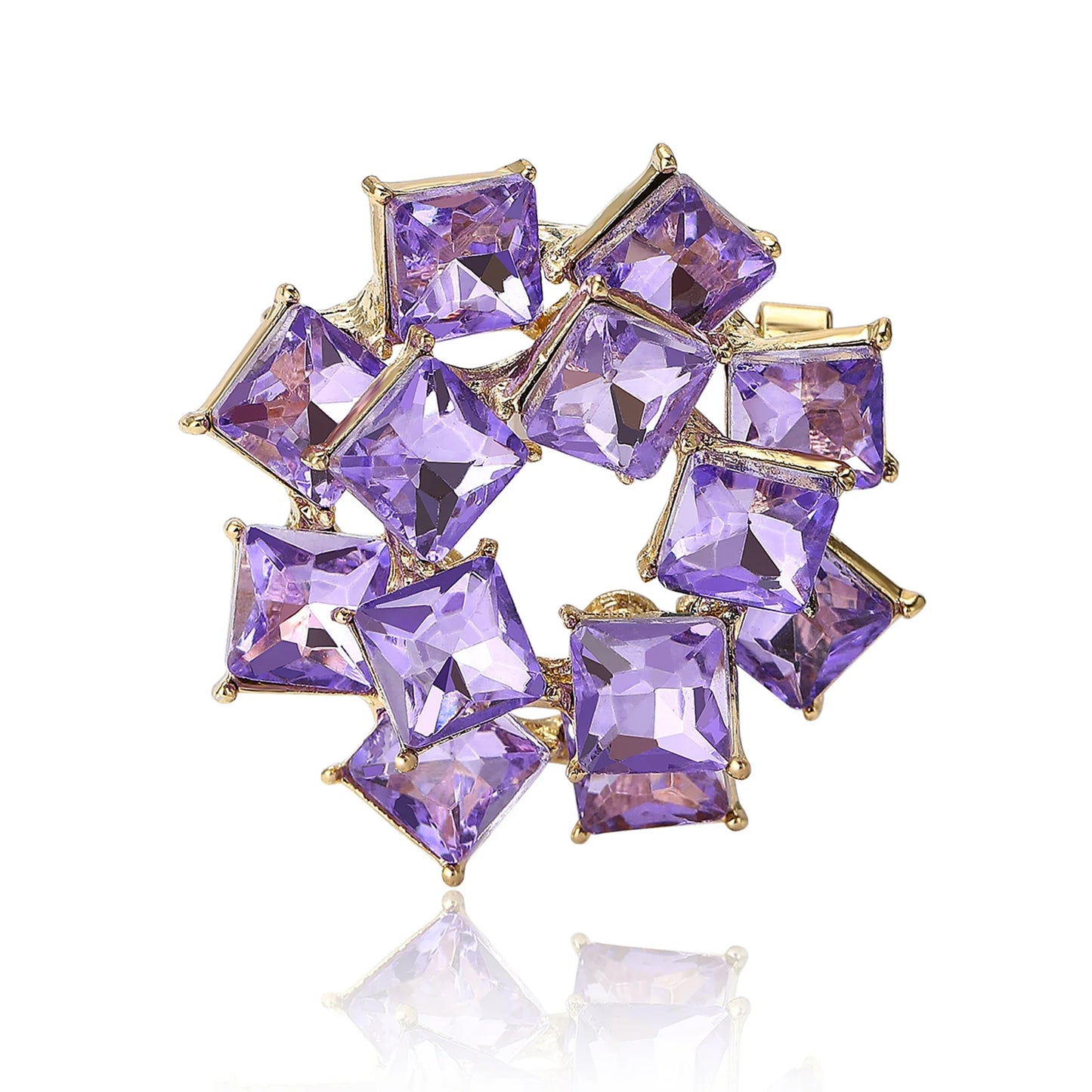 Beaut&Berry Vintage Double Layer Crystal Glass Brooches for Women Rhinestone Pins Friends Party Gifts Jewellery Accessories