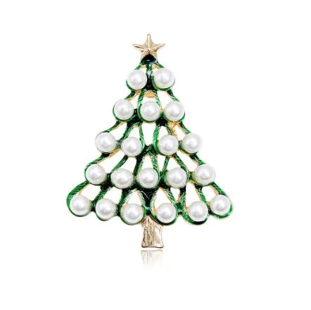 Green Rhinestone Christmas Tree Brooches Pins For Women Man Unisex Crystal Jewelry Gifts Clothes Accessories