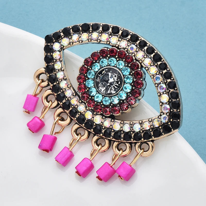 Wuli&baby Beautiful Pendants Eye Brooches Alloy Rhinestone Eyes Brooch For Women's Clothes Backpack Pins Gifts