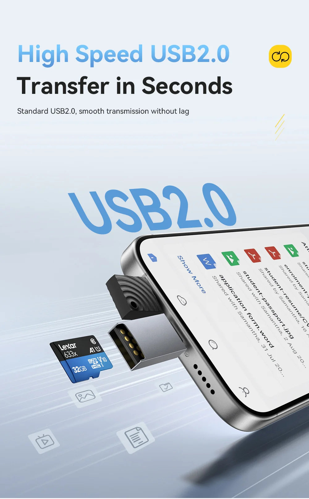 Essager 2-in-1 Mini Type C USB2.0 Card Reader Adapter Micro SD TF Memory Card Reader for iPhone 16 15 Pro Huawei Macbook iPad