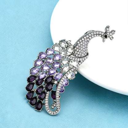 Wuli&baby Luxury Charming Peacock Brooches For Women Unisex Beautiful Rhinestone Big Bird Animal Office Party Brooch Pins Gifts