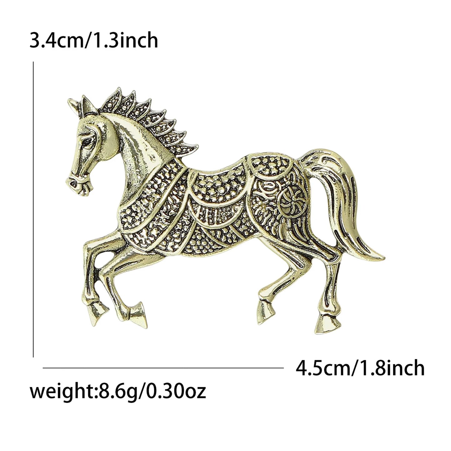 Beaut&Berry Classic Horse Brooches for Women Zodiac Animal Lapel Pins Casual Party Accessories New Year Gifts Friends Decoration
