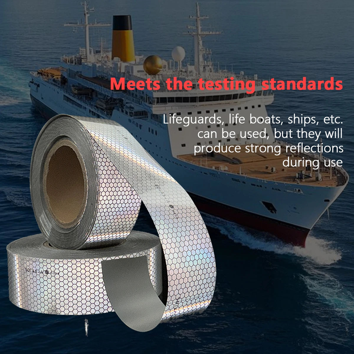 Maritime Film SOLAS Grade Reflective Tape for Ships, Eye-Catching Safety Warning, Silver White Waterproof Super Reflective