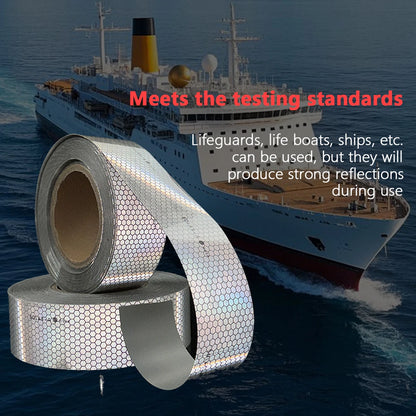 Maritime Film SOLAS Grade Reflective Tape for Ships, Eye-Catching Safety Warning, Silver White Waterproof Super Reflective