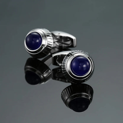 Novelty Luxury Blue White Crystal Cufflinks for Mens  Brand High Quality Design gold silvery Cuffbutton Shirt  Jewelry