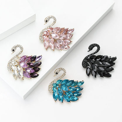 Classic Rhinestones Swans Brooches for Women Unisex Creativity Animals Pins Banquets Party Backpack Gifts Jewelry Accessories