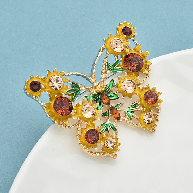 Wuli&baby Vintage Flower Butterfly Brooches For Women Unisex Cut-out Enamel Insects Party Casual Brooch Pins Gifts