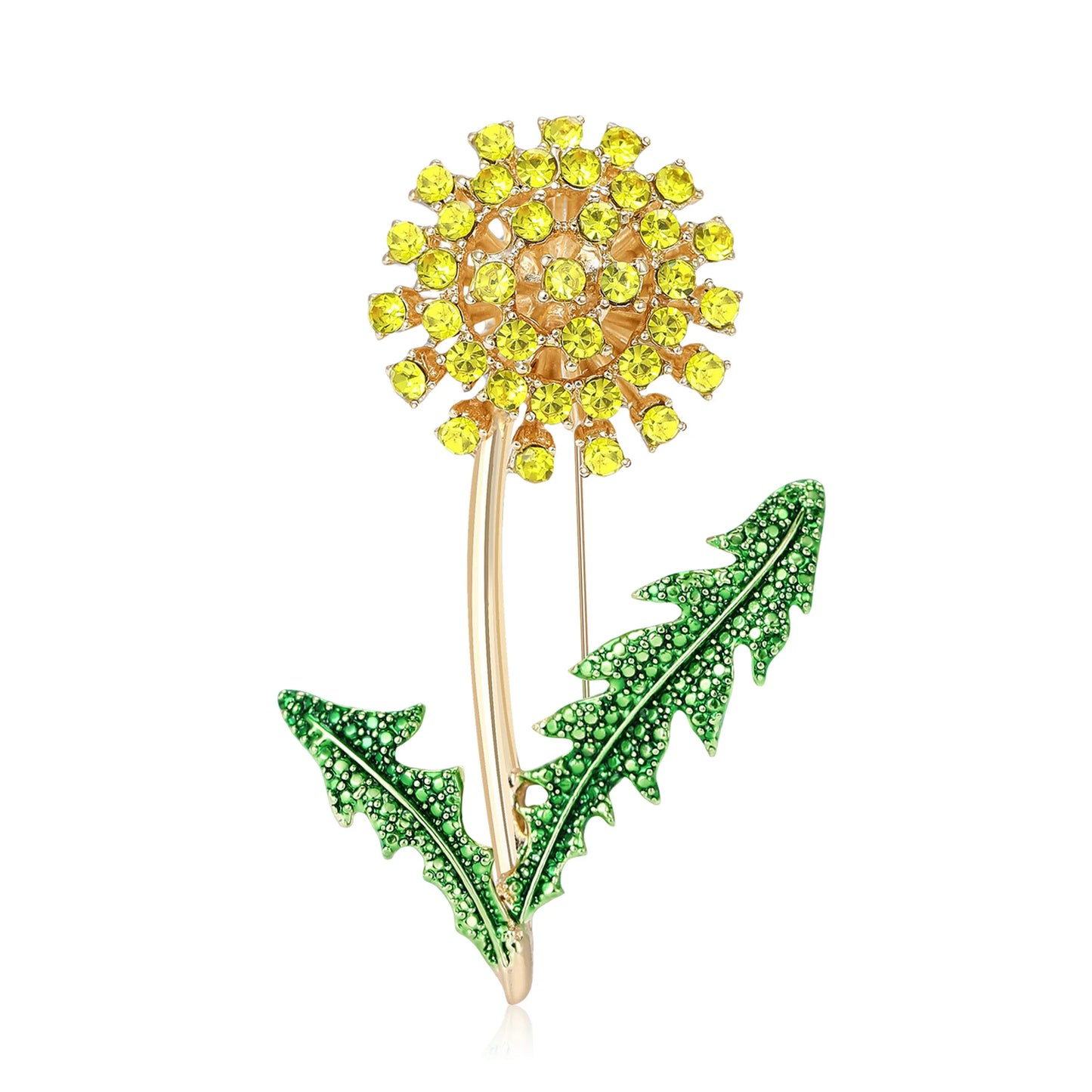 Beaut&Berry Luxury Rhinestone Dandelion Brooches for Women Unisex Plant Pins Friend Banquet Accessories Party Gifts