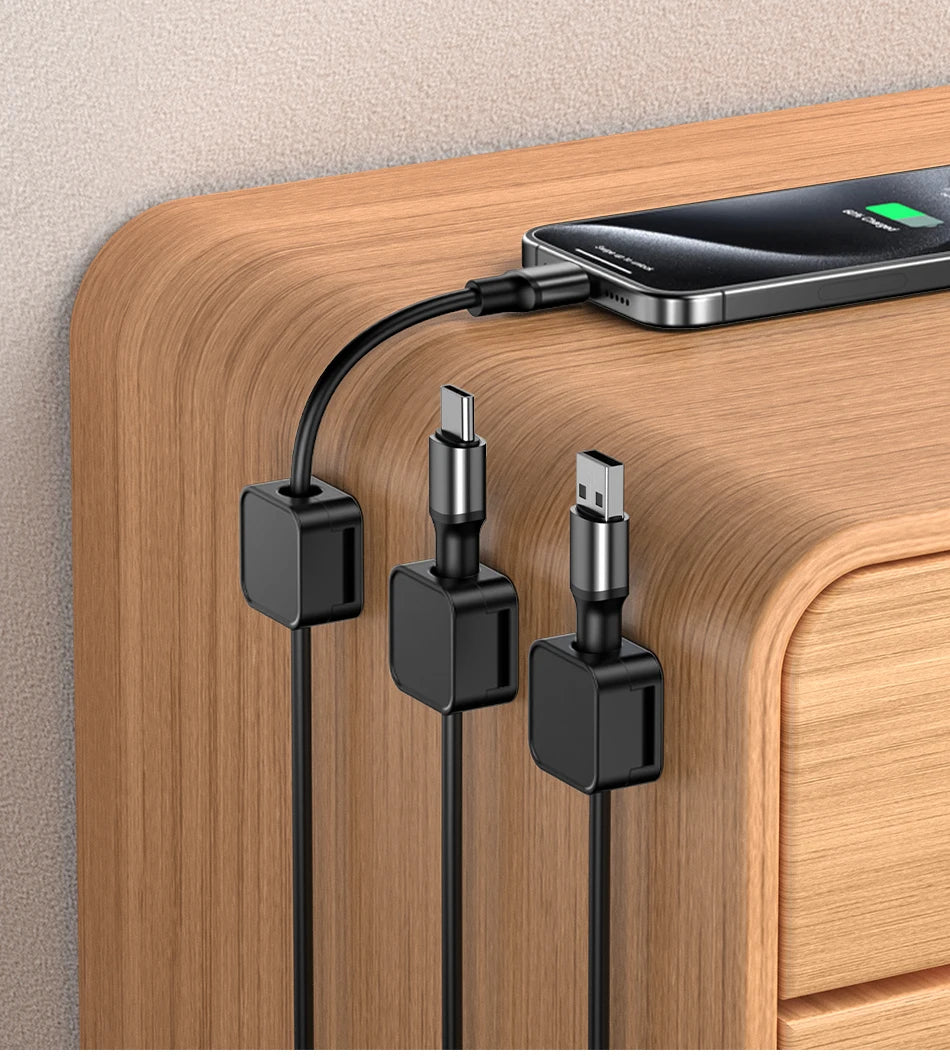 Rocoren Magnetic Cable Organizer Smooth Adjustable Cord Holder Magnet Desktop Cable Management Wire Protector Cable Clips Set