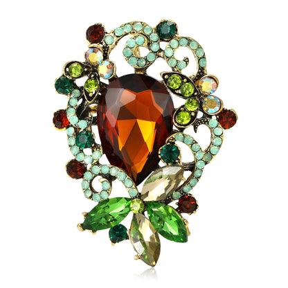 Beaut&Berry Luxury Crystal Glass Flower Brooches for Women Unisex Rhinestone Pins Casual Party Jewelry Accessories Gifts