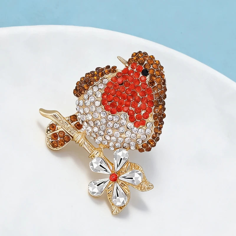Wuli&baby Lovely Fat Bird Brooches For Women Unisex Rhinestone Shining Animal Party Casual Brooch Pins Gifts