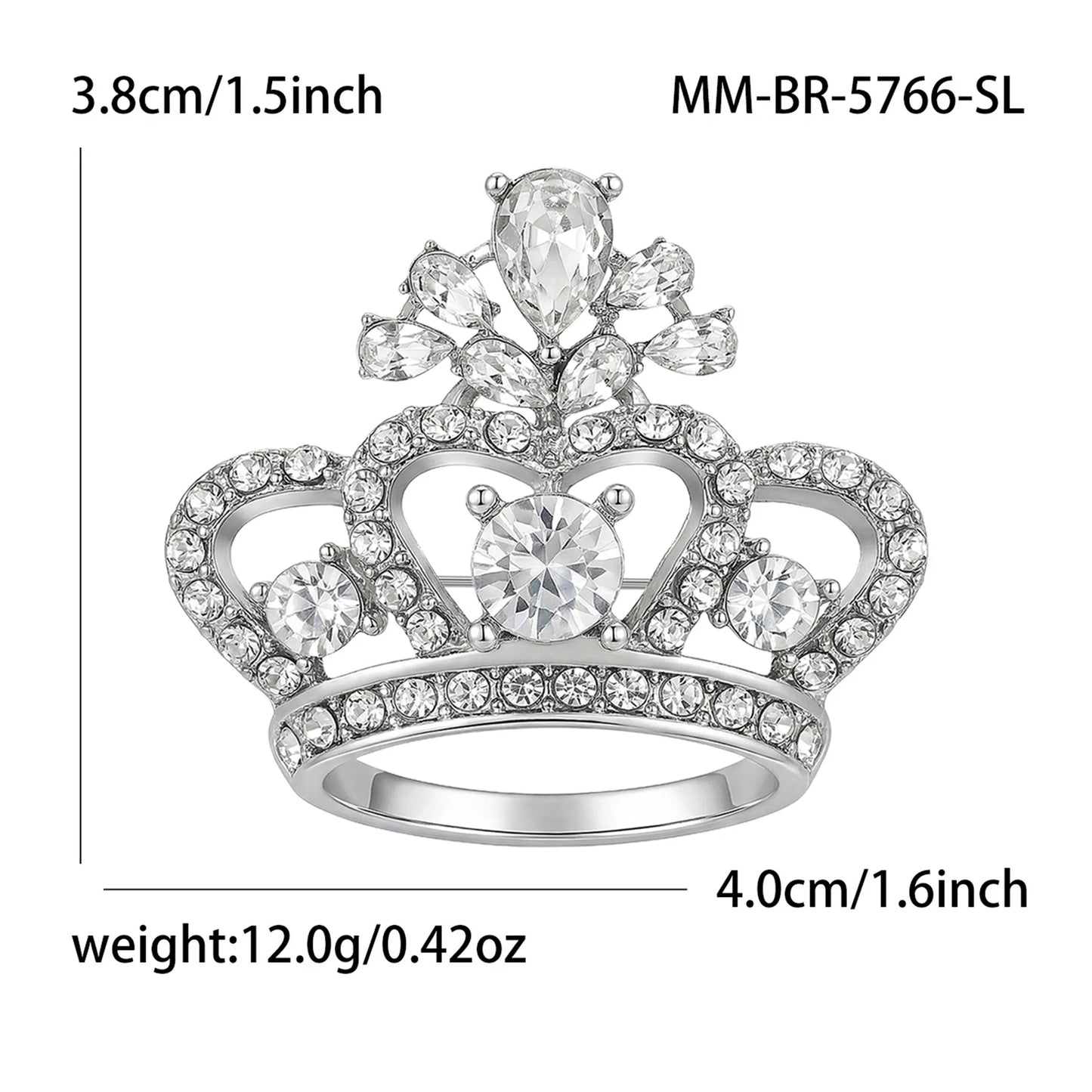 Beaut&Berry Luxury Rhinestone Crown Brooches for Women Unisex Court Pins Casual Party Jewelry Accessories Gifts Decoration