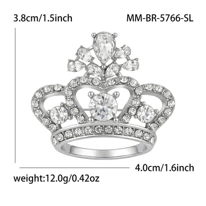 Beaut&Berry Luxury Rhinestone Crown Brooches for Women Unisex Court Pins Casual Party Jewelry Accessories Gifts Decoration