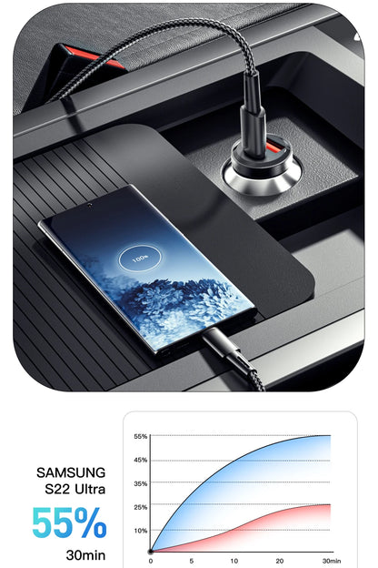 Essager USB C Car Charger 45W 5A Quick Charge 4.0 QC PD 3.0 SCP USB Type C Fast Charging For iPhone14 13 Huawei Samsung Xiaomi