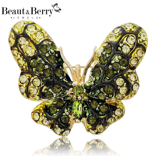 Beaut&Berry Classic Rhinestone Butterfly Brooches for Women Unisex Insect Pins Casual Party Jewelry Accessories Gifts Decoration