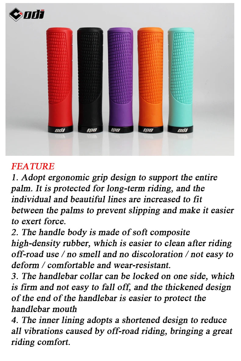 ODI Rubber Handlebar Grips MTB Lock-on Grip Shockproof Non-slip Mountain/Road Bike Handle Cover Folding Balance Bike Accessories