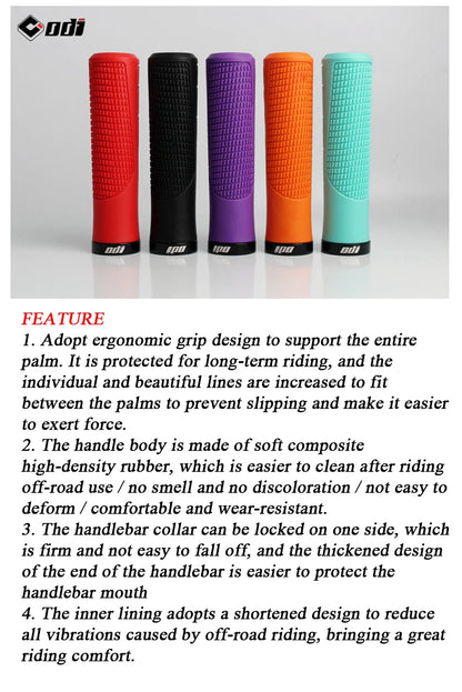 ODI Rubber Handlebar Grips MTB Lock-on Grip Shockproof Non-slip Mountain/Road Bike Handle Cover Folding Balance Bike Accessories