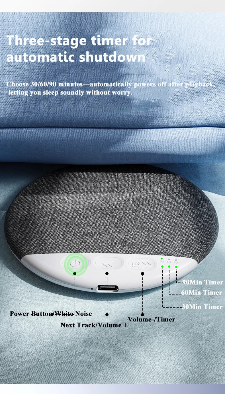 Lenovo Mini Sleeping Bluetooth Speaker Nature Sound White Noise Soundbar Wireless MP3 Music Player Thin Timed Shutdown Audio Pla