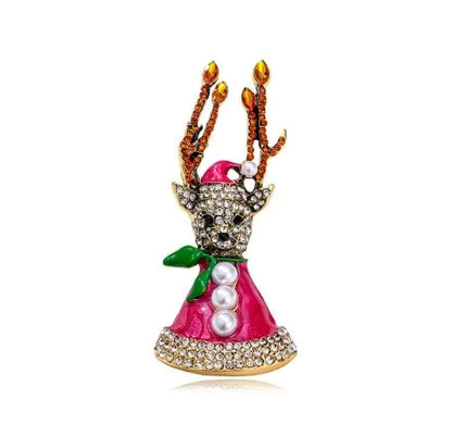 Green Rhinestone Christmas Tree Brooches Pins For Women Man Unisex Crystal Jewelry Gifts Clothes Accessories