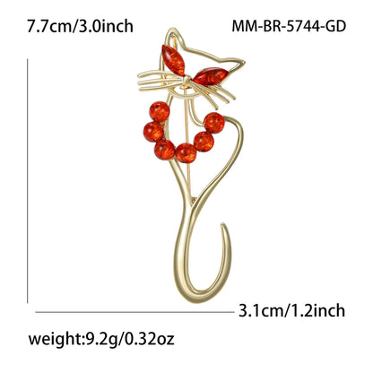 Beaut&Berry Trendy Simple Hollowed Out Cat Brooches for Women Unisex Animal Pins Casual Party Jewelry Accessories Gifts