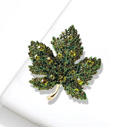 Trendy Red Maple Leaf Metal Brooches For Women Men Crystal Plant Brooch Party Birthday Winter Jewelry