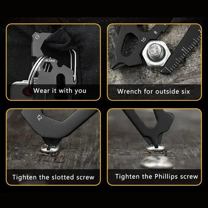 Stainless Steel Multifunction Carabiner Keychain, Bottle Opener Card Tool, Outdoor Camping Climbing Portable Accessories