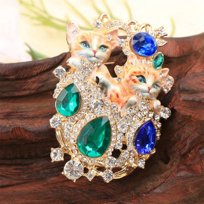 Baroque Vintage Cat Animal Design Men's Women's Brooch Pin，Jewelry Accessories, Wedding Holiday Party Couple Surprise Gift