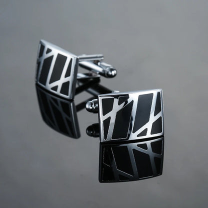 Luxury men's French shirt cufflinks classic square blue and black retro patterns cuff buttons suit accessories jewelry wholesale