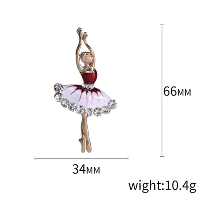 Rhinestone Ballerina Brooches for Women Acrylic Elf Pins Pearl Girls Accessories Office Party Friend Gifts