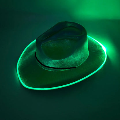 LED Glowing Cowgirl boy Hat Neon Luminous Bride Hat For Holiday Light Up Supplies Fluorescent Party Props Bachelorette Party Hat