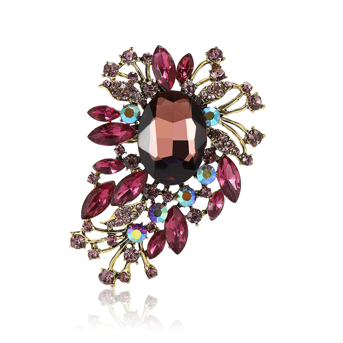 Beaut&Berry Luxury Crystal Glass Brooches for Women Rhinestone Flower Pins Friends Party Gifts Banquet Jewellery Accessories