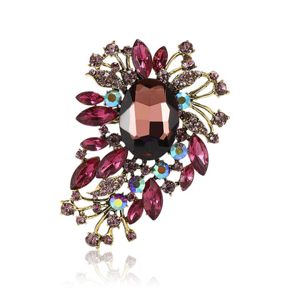 Beaut&Berry Luxury Crystal Glass Brooches for Women Rhinestone Flower Pins Friends Party Gifts Banquet Jewellery Accessories
