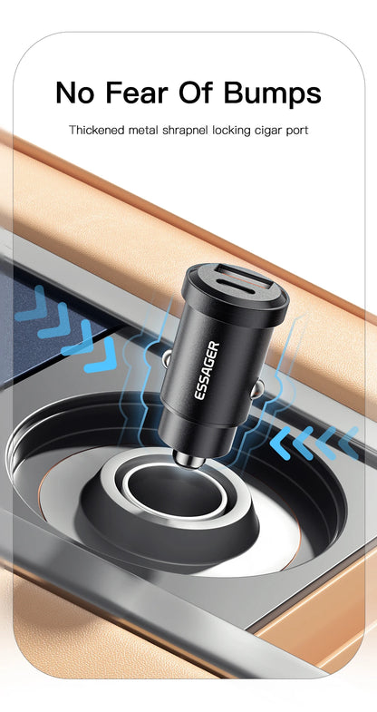 Essager 30W USB Car Charger Quick Charge4.0 QC PD 3.0 SCP 5A USB Type C Car Fast Charging For iPhone 14 13 Huawei Samsung Xiaomi