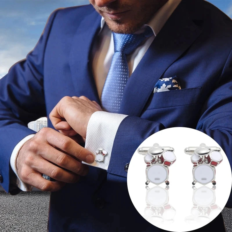 Fashion Music Drum Cufflinks for Men New Trendy 3D Red White Drum CUFFLINKS French Shirt Party Wedding Jewelry Boyfriends Gifts