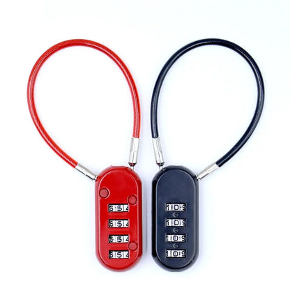 Zinc alloy 4 Digit Password Lock Wire Rope Anti-theft Backpack Zipper Lock Padlock Dormitory Cabinet Lock for Home&Travel