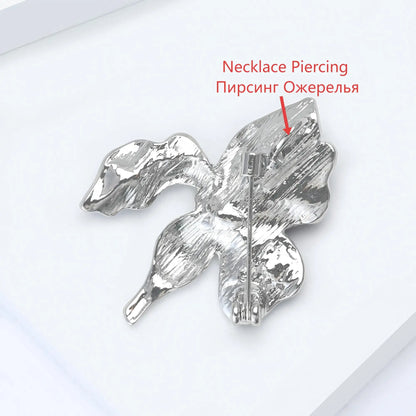 Beaut&Berry Classic Enamel Phalaenopsis Orchid Brooches for Women Plant Flower Pins Casual Party Friends Accessories New Gifts