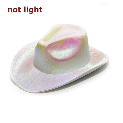 LED Glowing Cowgirl boy Hat Neon Luminous Bride Hat For Holiday Light Up Supplies Fluorescent Party Props Bachelorette Party Hat