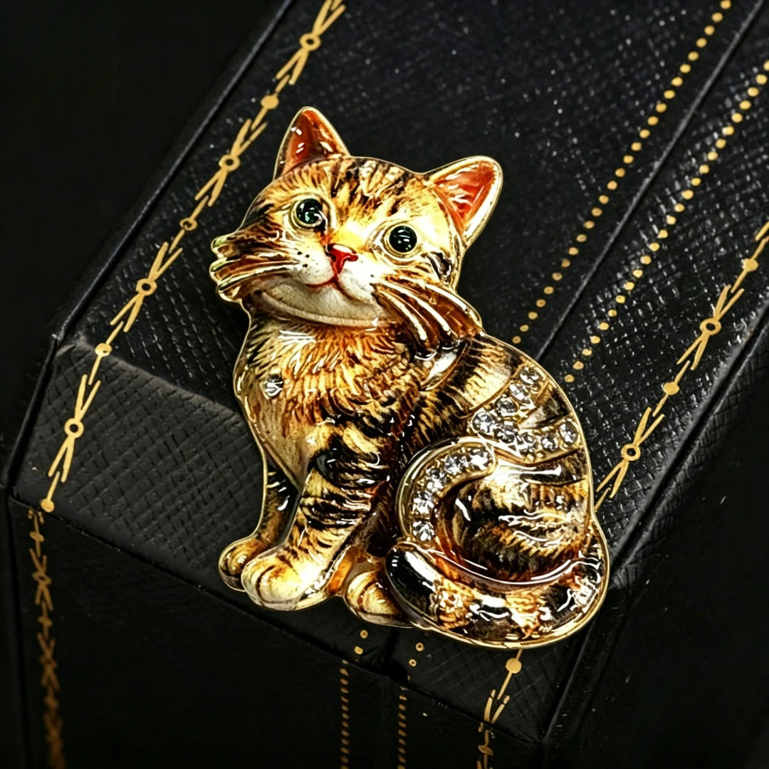 Baroque Luxury Cartoon Cat Animal Design Brooches for Men and Women, Jewelry, Fashion Accessories, Wedding, Holiday, Party Gifts