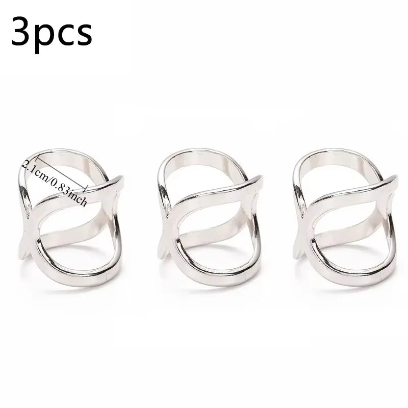 3pcs Creative Mi Wangxing Gold-plated Scarf Buckle Multi-purpose Cross Hollow Glossy Scarf Square Shawl Decorative Buckle