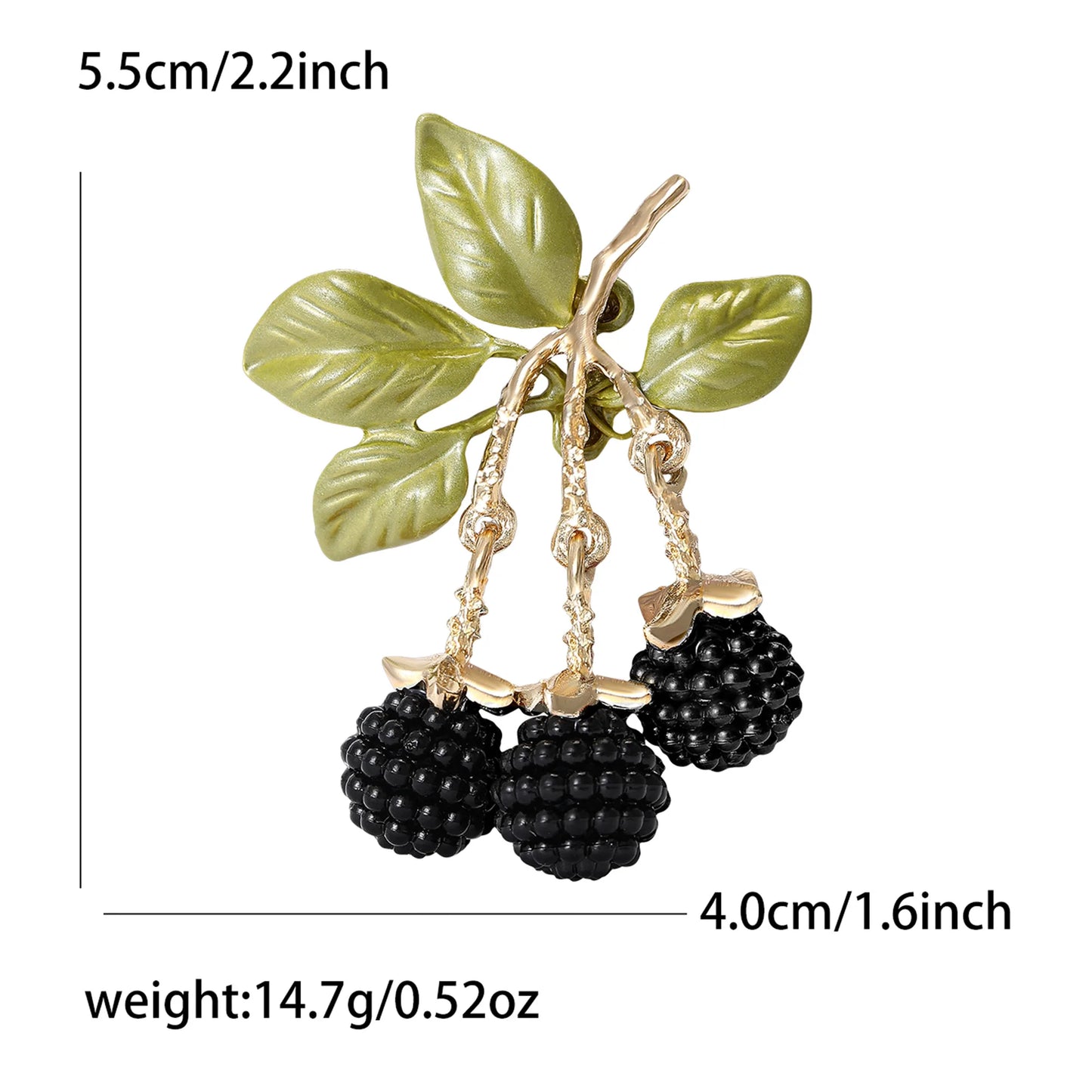 Beaut&Berry Enamel Blackberry Brooches for Women Unisex Fruit Plant Pins Casual Party Accessories New Gifts Friends Decoration