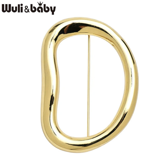 Wuli&baby Elegant Stainless Steel Geometric Brooches For Women Men 2-color Minimalist Party Office Brooch Pins Gifts